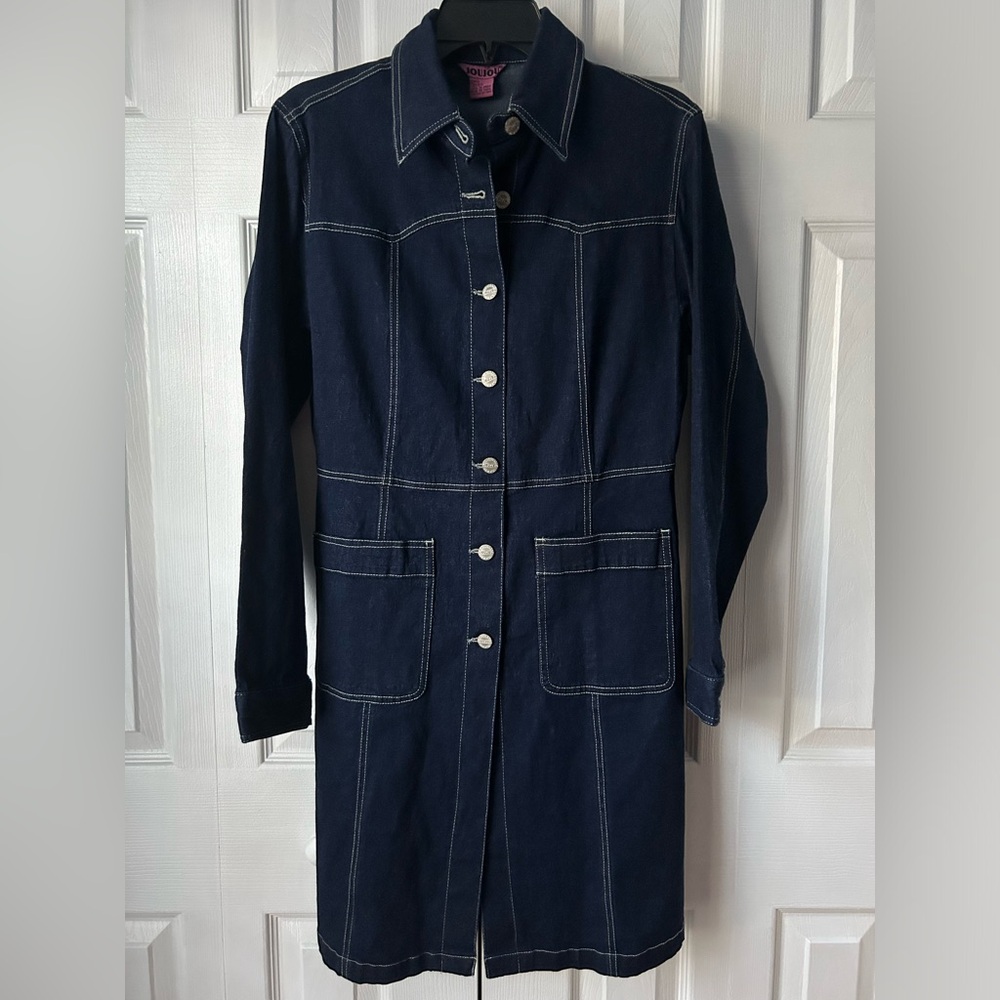 NWOT Vintage Denim Blue Button Dress - Medium